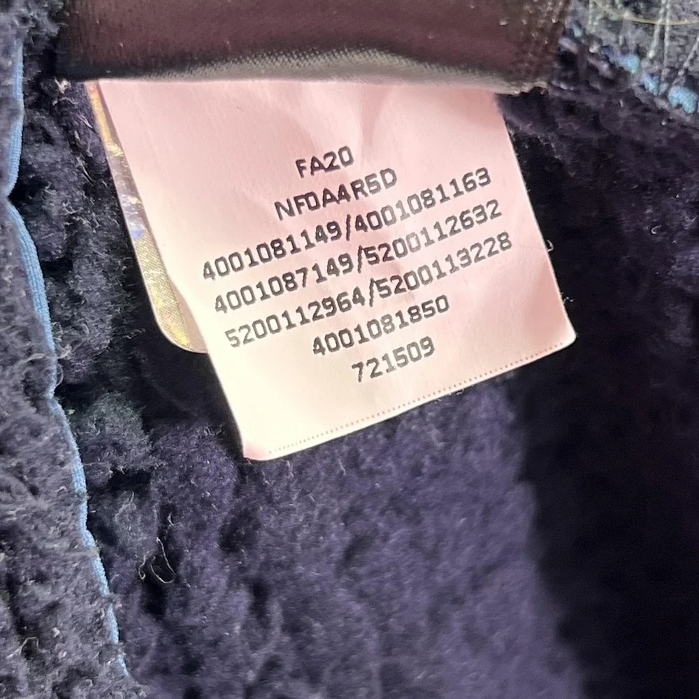 The North Face Campshire Jacket Mens Small Blue Sherpa Fleece Hooded 1/4 Zip